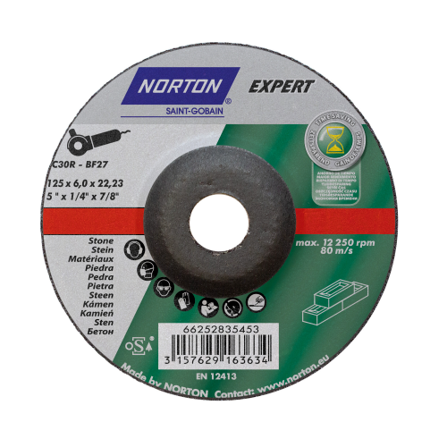 Norton Expert Grinding Disc for Stone - C30R-BF27 - 125x6x22.23mm FAST POST UK