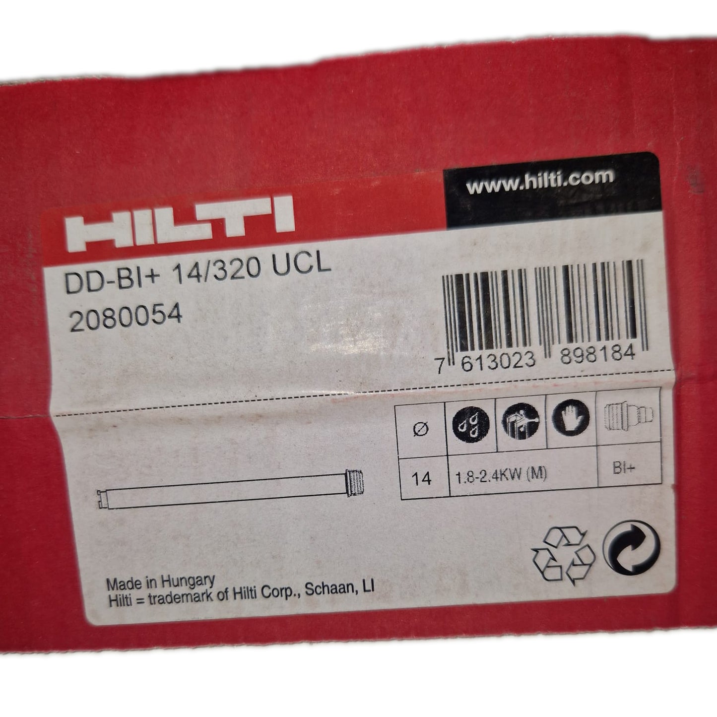 Hilti 14mm Diamond Core Drill Bit - DD-BI+ 14/320 ULC #2080054 | Precision Drilling Tool