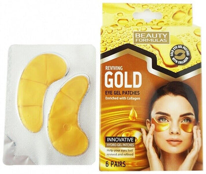 Beauty Formulas - Reviving Gold Eye Hydro Gel Patches | Collagen - 6 Pairs - UK