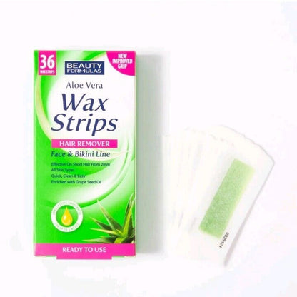 Beauty Formulas Aloe Vera Wax Strips Face & Bikini Line Hair Remover UK