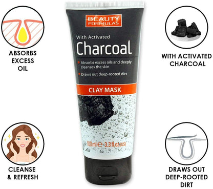 Beauty Formulas Clay Mask With Activated Charcoal 100ml UK