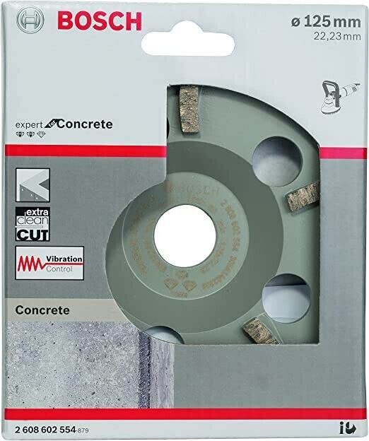 BOSCH BLADE 2608602554 for Concrete Extra-Clean Diamond Grinding Head, 125mm