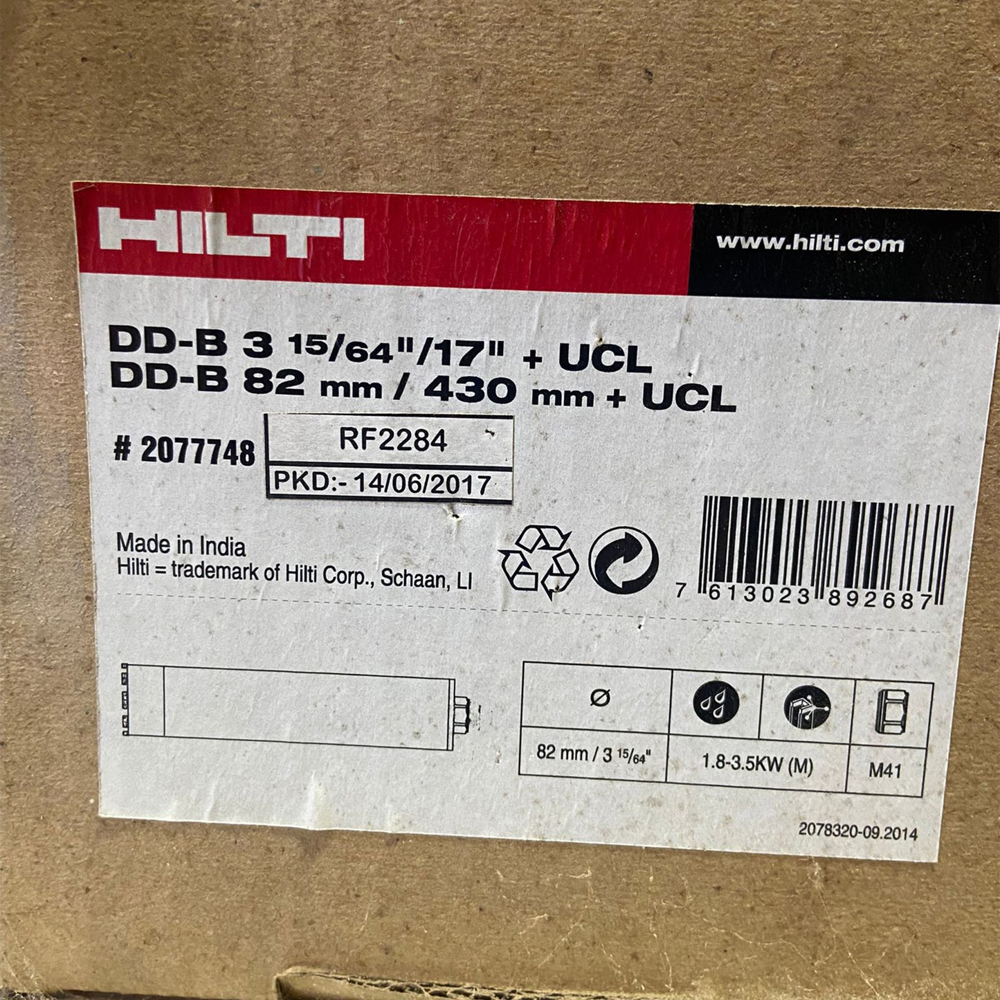 DD-B 3 15/64" to 17" Diamond Drill Bit Set with UCL - 82mm to 430mm - 2077748