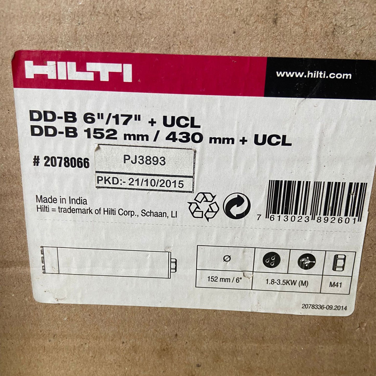 DD-B 6" to 17" Diamond Drill Bit Set with UCL - 152mm to 430mm - 2078066