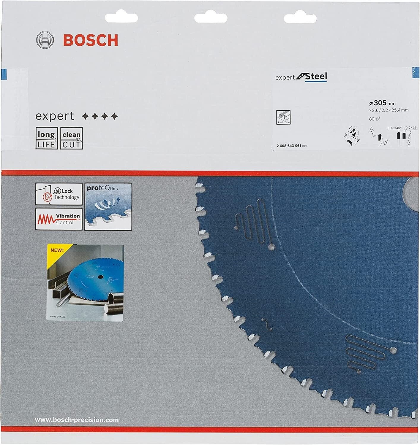 BOSCH 2608643061 Circular Saw Blade Expert for Steel, 305mm x 25.4mm x 2.6mm