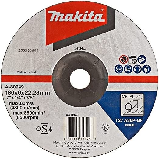 Makita A-80949 Grinding Wheel - 18 x 0.6cm Medium Grit - For Precision Grinding