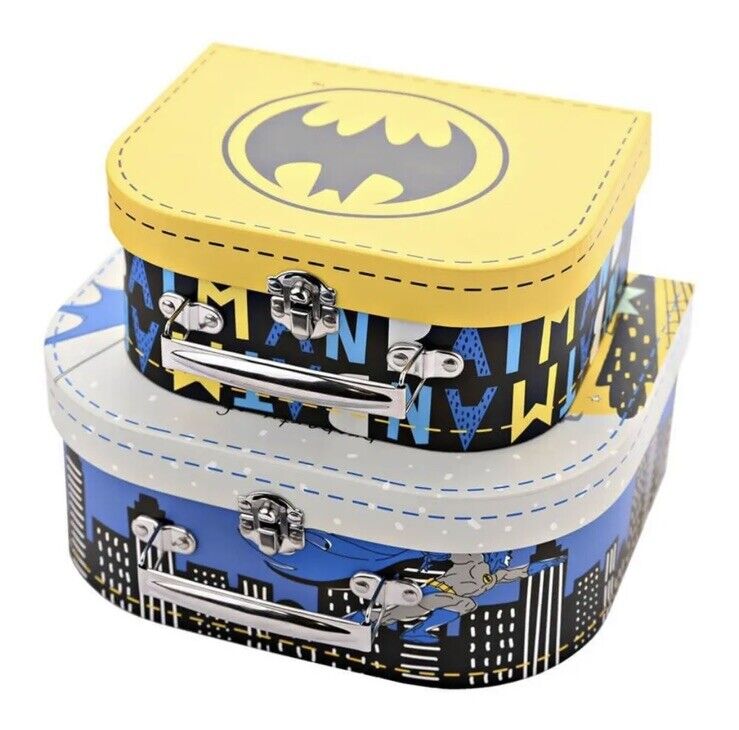 Batman Retro Suitcase Storage Boxes, Retro suitcase storage set, Comic book-inspired storage organizers, Retro suitcase design decor, Decorative storage solution