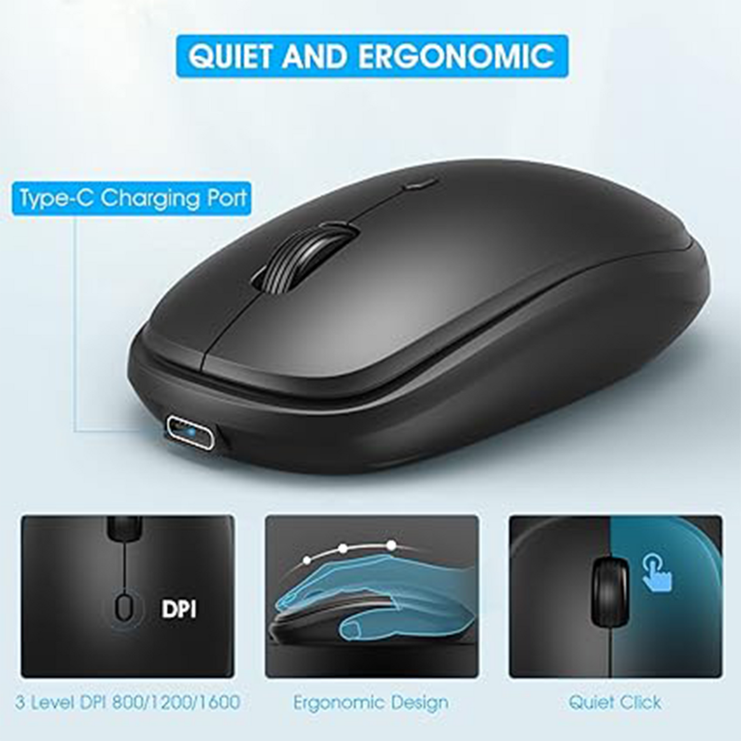 Wireless Keyboard Mouse Rechargeable Combo,2.4G USB, Build-in Lithium Battery UK