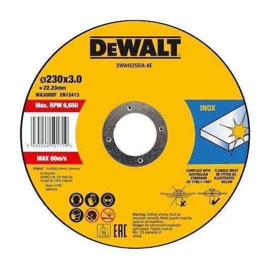 DEWALT BLADE DWA8011RIA-AE Chop Saw Wheel Cutting 355 x 3 x 25.4mm Type 41 Post